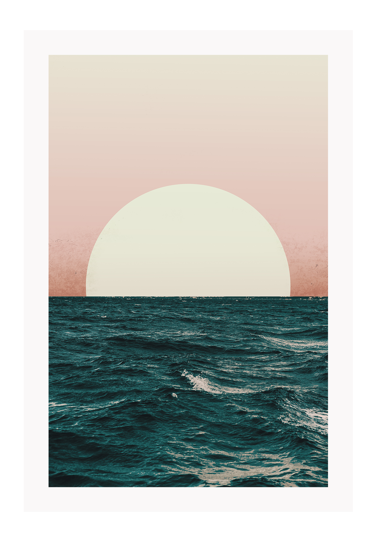 Sunset print water pink blue yellow waves gradient ripple